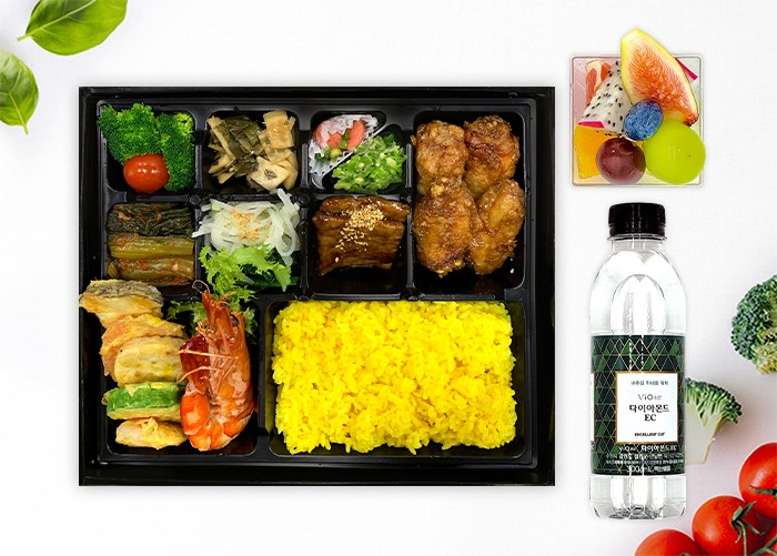 왕새우 오색전 도시락